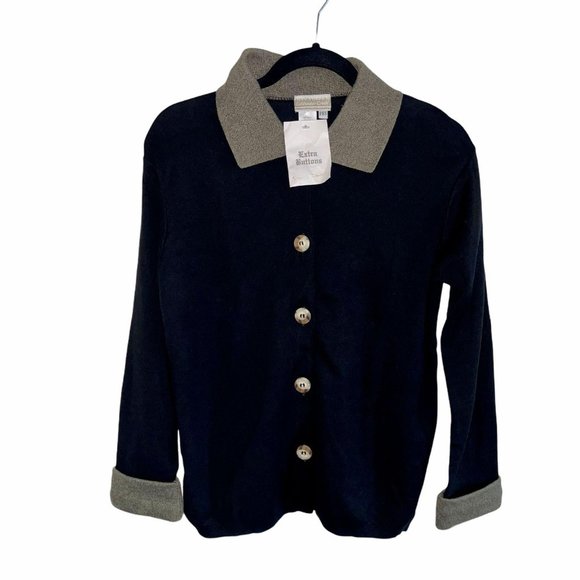 Coldwater Creek Sweaters - Coldwater Creek Womens Black Sweater with Grey Col